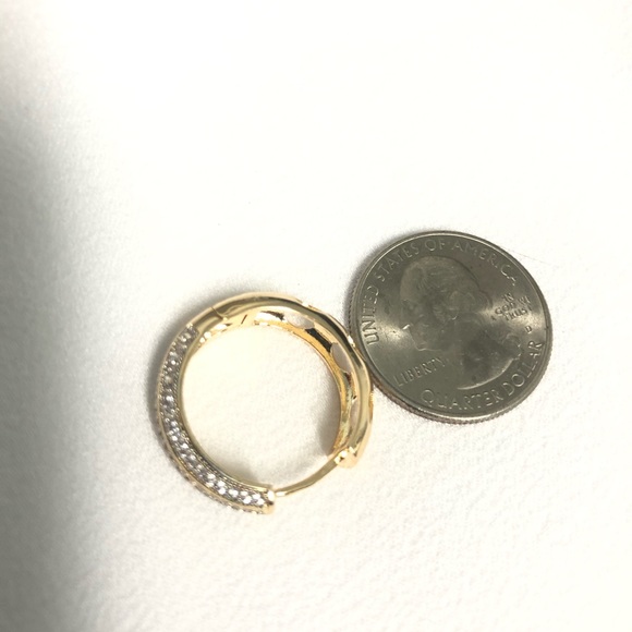 18k Gold Filled Diamond Huggie Earrings - Picture 5 of 5